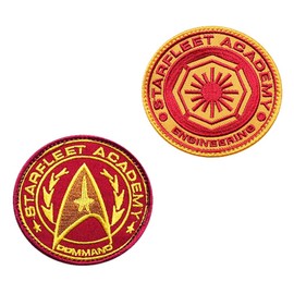 Pack of 2 Compatible with Star Trek Patches, Tactical Embroidery Badges, Starfleet Academy Hook and Loop Patches for Backpack, Jackets, Hats, Bags, Uniforms, Shirts, Clothing