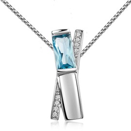 MATERIA by Matthias Wagner Zirconia Pendant Silver 925 Blue for Women with Chain Rhodium-Plated, Cubic Zirconia