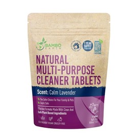 BAMBOEARTH 12 Pack Natural Multi-Purpose Cleaner - All Surface Multipurpose Cleaning Tablets Refill - Eco-Friendly Product & Cleaning Supplies - 1 Tablet = 17oz Spray (204oz Total) - Calm Lavender
