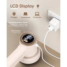 Fabric Shaver Fuzz Remover Rechargeable, HOMEASY Electric Lint Remover Shaver with 3 Blades & LED Digital Display, Sweater Couch Fabric Pill Shaver for Sweater, Couch, Furniture