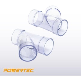 POWERTEC 70421 2-1/2" ID Y-Fitting for 2-1/2" OD Dust Collection Pipes, Adapters and Fittings with 2-1/2" Integrated Blast Gate Clog Resistant & Anti Gap Tapered for Dust Collection Systems