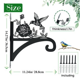 Beyoogeem Hanging Plant Hanger Bracket Plant Hooks for Hanging Baskets Heavy Duty Decorative Hummingbird Silhouette Wall Mounted Hanging Plant Hangers Outdoor for Flower Pot Bird Feeder Wind Chimes