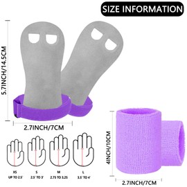 FINGER TEN Gymnastics Hand Grips Wristbands Sets for Girls Youth Kids, Bar Grips Palm Protection Wrist Support for Kettlebells Sport Tennis Workout Exercise Yoga Athletic (Purple, L)