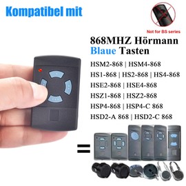 868.3 MHz Garage Door Opener, Garage Door Remote Control Compatible with Hörmann HSM4 HSE2 HS1 HS4 HSZ1 HSZ2, Handheld Transmitter, Pack of 2
