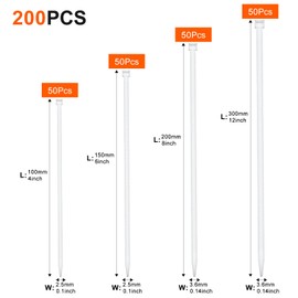 Pack of 200 Cable Ties, 100/150/200/300 mm Cable Ties, UV-Resistant, Tensile Strength of up to 22 kg, Self-Locking Cable Ties for Cable Management, Gardening, Living, Workshops, White