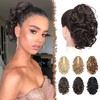 FESHFEN Ponytail Hair Pieces, Short Curly Wavy Hair Clip, Braid