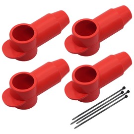 Silicone Wire Terminal Covers Power Stud Pliable Cover for Alternator Battery Terminals Post Junction Blocks 4AWG -2/0 AWG Wire with Nylon Zip Ties 4Red