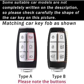 TECART Key Fob Cover Fit for Genesis GV70 GV80 Key Case Keychain Key Shell Soft TPU Accessories Protector 6 Button Grey B