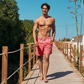 MaaMgic Mens Quick Dry Anchor Swim Trunks with Mesh Lining Swimwear Bathing Suits,Red-glm009,Medium