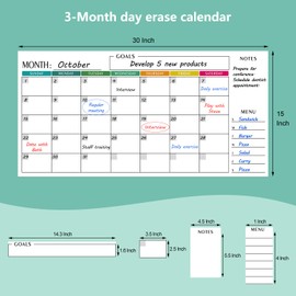 JollyTrip 3PCS Large Dry Erase Calendar for Wall Monthly, 30" x 45" Calendar for White Boards - 90 day Family Whiteboard Schedule Planner, Large Multi Month Reusable