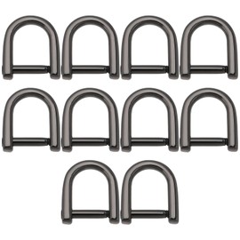 Briny River 10 Pieces Zipper D-Rings with Screw 1/2 x 0.58 Inch Inner Diameter 0.35 Inch Screw in D-Rings for DIY DIY Leather Craft Accessories Key Chain, Gun Black