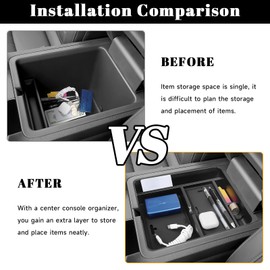 PeakPurit Center Console Hidden Box Organizer Compatible with Honda 2023 2024 2025 Pilot & 2024-2026 Passport & 2024 2025 Ridgeline Interior Accessories Insert Armrest Hidden Organizer Tray