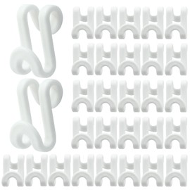 Hordion 30 Pcs Clothes Hanger Connector Hooks, Cascading Hanger Hooks Space Saving Plastic Hanger Extender for Velvet Hangers Closet Organizer, White