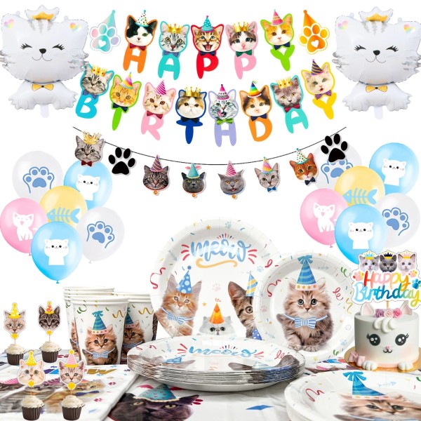 inboxxarty Cat Birthday Party Supplies,Cat Birthday Decorations & Cat Theme