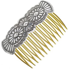Navajo Hammered Repoussé Silver Hair Comb Ladies Sterling Accessory 3332