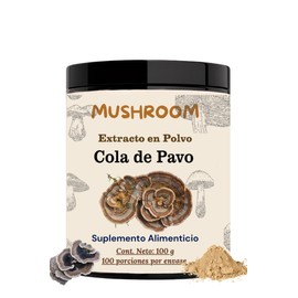Hongos Adaptógenos - Hongo Cola de Pavo - Extracto Puro en Polvo 100 gr - Antioxidante - Más de 5 Meses de Suministro
