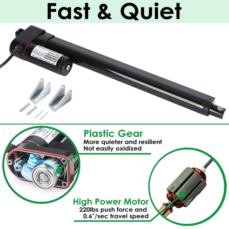KM-LINEARTECH 24 Inch 600mm 225lbs/1000N 0.6"/sec High Speed 12V Linear