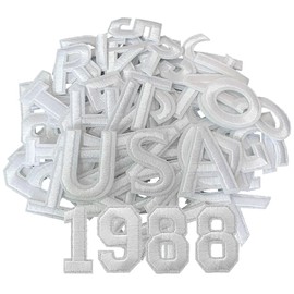CXWLJL 72Pcs 1.5 Inch Iron on Letter Patches, Numbers 0-9, Letters A-Z Embroidered Applique Patches for Clothes, Skirts, Hats, Socks and Other Apparel DIY Accessories - White