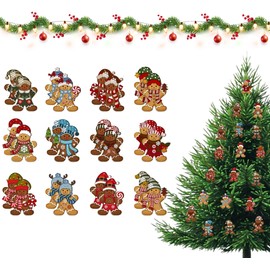 CENCERY 24PCS Wooden Gingerbread Man Christmas Tree Decorations, Vintage Xmas Ornaments for Holiday Party Festive Crafts