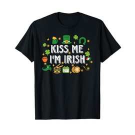 Kiss Me I'm Irish Funny St Patrick's Day Lucky Shamrock T-Shirt