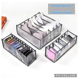 9 Pieces Underwear Drawer Organizer Foldable Fabric Underwear Storage Box Socks Bra Set