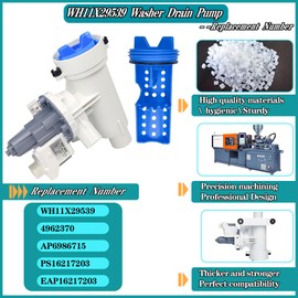 Upgrade WH11X29539 Washing Machine Drain Pump and Filter Assembly, Compatible with Whirlpool Amana Crosley Maytag Inglis Kenmore and Admiral Washer,Part AP6986715 4962370 PS16217203 EAP16217203