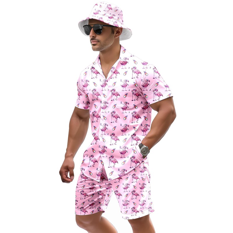 VUGOTU Men's 2 Piece Tracksuit 80s 90s Outfit Button Down