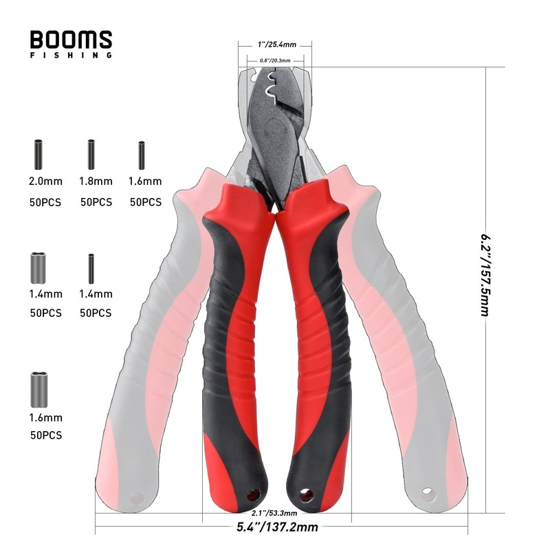 Booms Fishing CP2 Fishing Crimping Tool for Single-Barrel Sleeves, with
