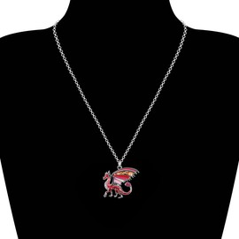 BONSNY Enamel Fantasy Dragon Dinosaur Necklaces Pendant for Women Jewelry Lucky Symbol Multicolor (Red)