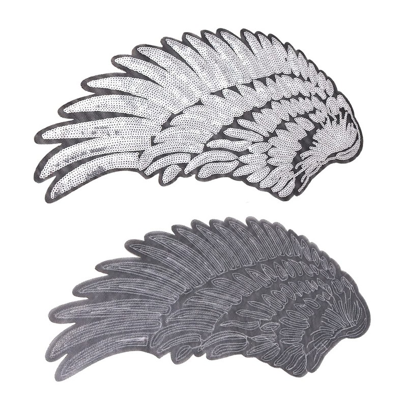 Tiardey Large Angel Wings Sequin Patches Iron on Sew on