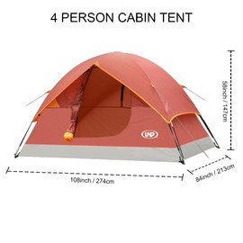 UNP Camping Tent 2/3/4/6 Person Dome Tent, Easy to Set Up for Camping, Lightweight Camp Tent, Portable Camping Tent for Outdoor and Backpacking Beaches