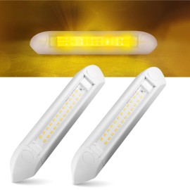 Command Electronics 12V LED Exterior Extruded Porch Light – Surface Mount Utility – IP67 rating OEM RV, Camper, Bus, Truck, & Trailer – 8"x1.4"x1.4" – White Case/Amber Light 2-Pack
