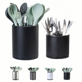 LIBODOUR Utensil Holder,Extra Large Utensil Holder for Kitchen Counter, Silverware Organizer, Stainless Steel Storage Cooking Caddy Flatware Spoon Spatula Tool Cutlery Container(2 Set)