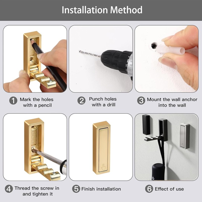 5 PCS Foldable Gold Wall Hooks,Modern Minimalist Clothes Hooks Invisible