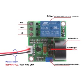 NOYITO 0-5A AC Current Detection Sensor Module Switch Output (DC 24V, Green)