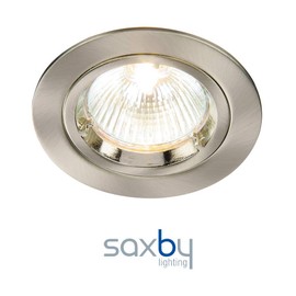 Saxby Cast Modern Recessed 50W Fixed Twist & Lock Mains 240V LED Compatible GU10 IP20 Rated Satin Nickel Ceiling Spot Downlight for Kitchen Bedroom Lounge etc.