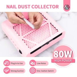 SAVILAND 80W Nail Dust Collector: New Pro - Superior Vacuum Machine Ultimate Upgrade Dust Collector Nail Tech Enhanced Quiet & Clean Efficiency Nail Salon or Home DIY Manicure Beginners Friendly