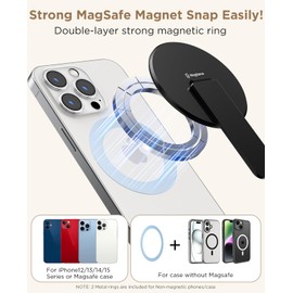 Magtame Magnetic Phone Kickstand Grip, 3 in 1 Snap-on Phone Stand, Holder & Grip, Foldable & Adjustable for Hands-Free Viewing | Compatible with Mag&Safe for Phone 16 15 14 13 12 Pro, Black