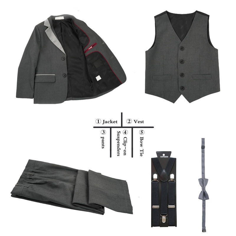 LOLANTA Tuxedo Black Boys Suit, Page Boy Suits for Wedding,