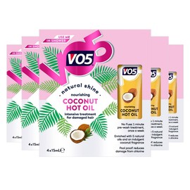 VO5 Nourishing Coconut Hot Oil Natural Shine and Intensive Pre Wash Treatment for Dry and Damaged Hair Reduces Breakage from Brushing also Suitable for Colour-Treated Hair, 4x15ml (Buy 5)