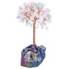 SUNYIK Natural Rose Quartz/Aquamarine Money Tree, Rainbow Aura Titanium Crystal
