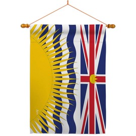 Canada Provinces British Columbia House Flag Dowel Set Regional Canadian Territories Region Country Particular Area Small Decorative Gift Yard Banner Double-Sided Made In USA 28 X 40
