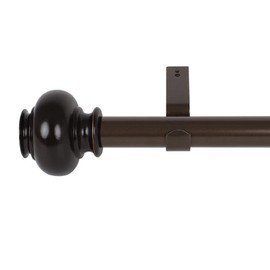 DAINTIER Curtain Rod in Brown with Round Resin Finial 72-144 Inch