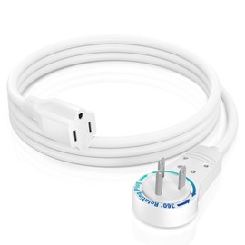 Maximm Cable 3 Feet 14Awg 360° Rotating Flat Plug Extension Cord/Wire, 3 Prong Grounded Wire, Heavy Duty Extension Cord - UL Certified - White