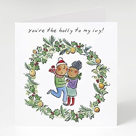 The Holly to My Ivy, a 150mm square festive Christmas greetings card featuring Rosie Brooks artwork, message inside reads "Merry Christmas"