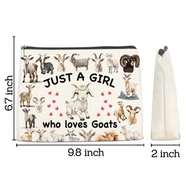 Goat Gifts Makeup Bag for Girls Women, Funny Birthday Christmas Gift For Goat Lovers Pet Owner Animal Enthusiasts Sister Bestie Bff Cosmetic Bag with Zipper Travel Toiletry Bag Pouch for Purse