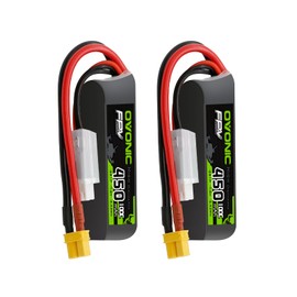 OVONIC 7.6V 100C 450mAh 2S Lipo Battery Long Size with XT30 Plug [1 Package Including 2 Batteries]