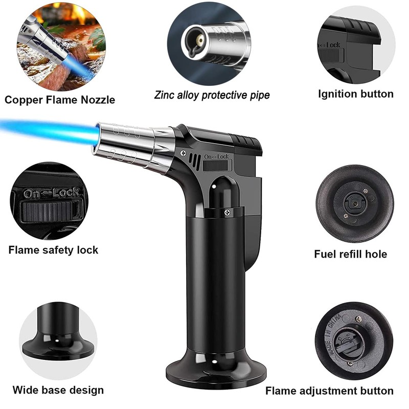 2 Pack Butane Torch Blow Torch, Refillable Torch Lighter, Kitchen