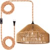 Hanging Lamps Rattan Pendant Light Hanging Lights 16.4ft Plug in