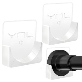 YNL 2 Pack Adhesive Shower Rod Holders, Transparent Rod Retainer | Never Fall Down Shower Tension Rod Holders for Wall(Rod Not Included)